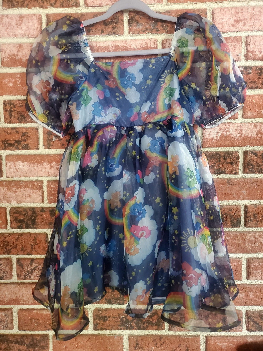 Care Bears Navy Rainbow Puff Sleeve Dress